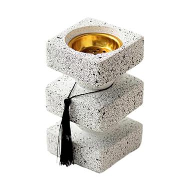 Imagem de Ioensy Queimador de incenso, porta-incenso, elegante centro de mesa portátil, incensário com fragrância para casa, sala de chá, meditação, quarto, Branco, L