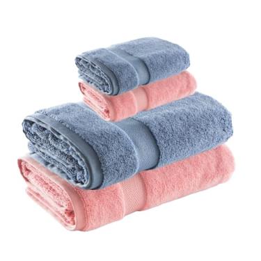 Imagem de Jogo de Toalha de Banho e Rosto Super Soft Zero Twist, 4 pe�as, Algod�o, Toque Macio, 500g/m�, Altihaus, Alta Absor��o, Durabilidade (Rosa/Azul)