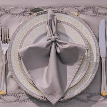 Imagem de Plumasul Porta Guardanapo Bella Mesa Elástico 100% Algodão Cetim 400 fios - Cor Cinza