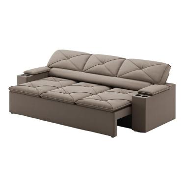 Imagem de Sofá com Porta Copos Retrátil e Reclinável Pop 2,05m Velosuede - NETSOFAS