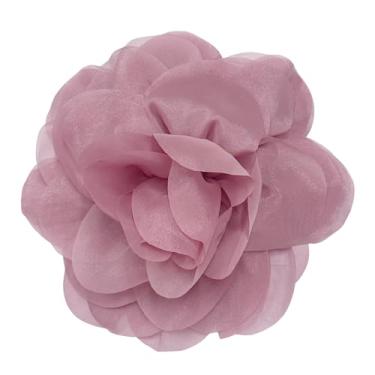 Imagem de Broche de flor sedosa de tecido grande de 23 cm para mulheres, meninas, broches delicados de camélia, lapela bico de pato, jacaré, presilhas de cabelo, grampos de cabelo florais, acessórios de