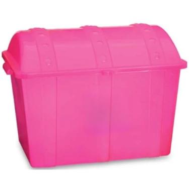 Imagem de Baú Infantil 43L para Brinquedos – Caixa Organizadora com Tampa Rosa ou Azul 52x34x38 cm(Rosa)