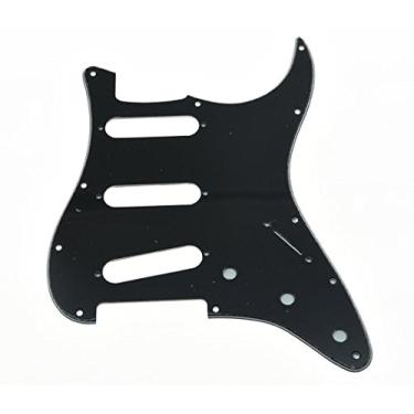 Imagem de KAISH 11 Hole ST/Strat Style Guitar Pickguard Bridge Reversed ST Pick Guard for Jimi Hendrix Stratocaster/Strat Black 3 Ply