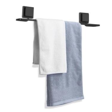 Imagem de Porta Toalha Toalheiro Banho Suporte Aço Parede Com Adesivo 3M 50cm - 