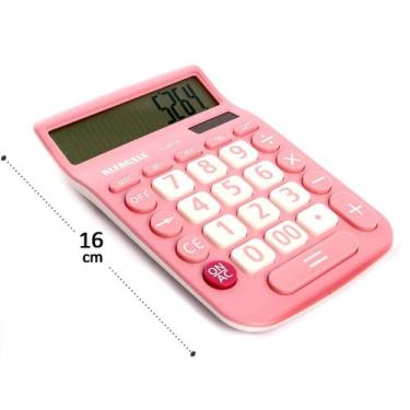 Imagem de Calculadora de Mesa 12 Dígitos Rosa - Tudo em Caixa - Genérico