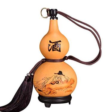 Imagem de Cabaça de vinho natural, garrafa de água portátil ao ar livre, água, vinho, cabaça medicinal (20 cm de altura)