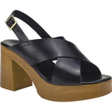 Imagem de Sandália Feminina Salto Alto Bloco Grosso Meia Pata - LAZZLU, Preto, 3