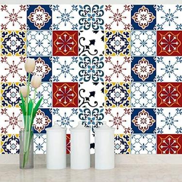 Imagem de Papel de Parede Adesivo Autocolante Decoração Cozinha Estilo Azuelejo 10 Metros