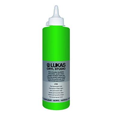 Imagem de Lukas Cryl Studio Artist Acrylics - Qualidade profissional, tintas de secagem rápida - Garrafa de 500 ml com luz verde permanente