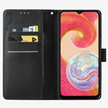 Imagem de Capa Carteira Para Galaxy A04E Capinha Flip Case Preta Premium