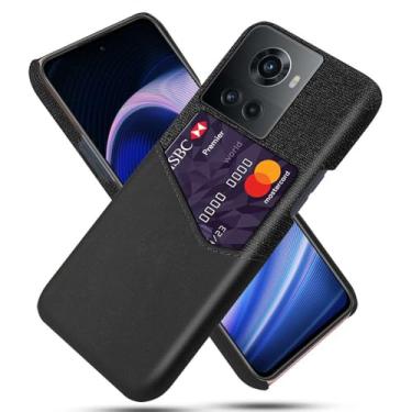 Imagem de Capa para Oneplus 10R,Tela e tampa de couro PU,Antideslizante,360°cobertura completa à prova de choque com 1 slot de cartão atrás,Prevenção de queda-Black