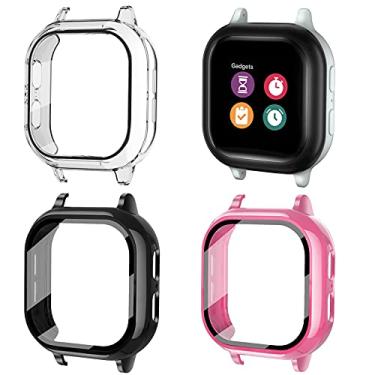Imagem de Snyeest [Pacote Com 3] Capa Protetora De Tela Compatível Gizmo Watch 2 Para Crianças, Somente Vidro Temperado, Verizon (Preto + Transparente Rosa)