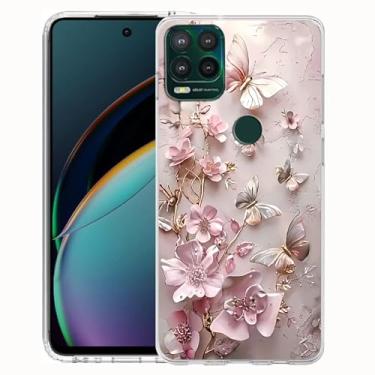 Imagem de FLYING FLIER Capa para celular Motorola Moto G Stylus 5G 2021, [proteção de corpo inteiro] [antiderrapante] [à prova de choque] linda flor borboleta fina TPU capa de telefone (rosa 2)