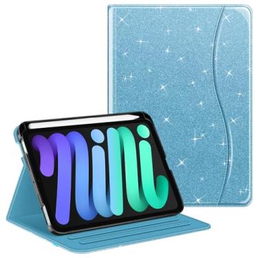 Imagem de Fintie Capa fólio para iPad Mini 7 (A17 Pro, 7ª geração) 2024/iPad Mini 6 (6ª geração) 8,3 polegadas, suporte inteligente multiângulo com suporte para lápis e bolso, hibernar/despertar automático