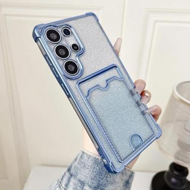 Imagem de Capa tipo carteira com cantos degradê e bolsa para cartão à prova de choque (para Galaxy A55/Azul)