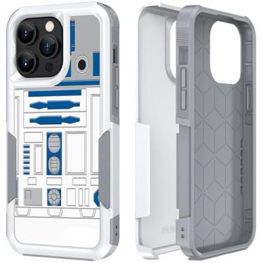 Imagem de Capa para iPhone 14 Pro Max, R2D2 Astromech Droid Robot Padrão Absorção de Choque PC Rígido e Silicone Interior Híbrido Camada Dupla Armadura Defender Capa para Apple iPhone 14 Pro Max