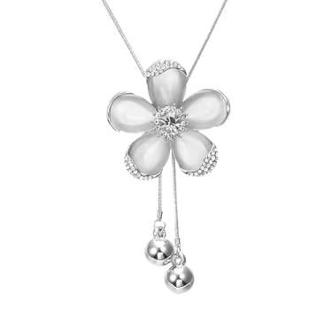 Imagem de HSQYJ Colares longos de cristal para mulheres, colares de flores com strass, ajustáveis, para mulheres, suéter, bijuteria, presente feminino, Medium, Cristal, Cristal