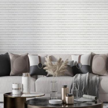Imagem de Papel De Parede Tijolinho 3d Branco Autocolante Lavavel 10m - DELIQUAD