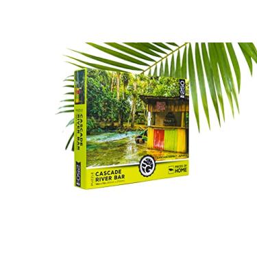 Imagem de Puzzles by SG: Quebra-cabeça Jamaican Cascade River Bar 250 peças com peças foscas e texturizadas. Vem com cartão de informações e pôster de tamanho completo para construir. O quebra-cabeça acabado