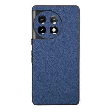 Imagem de Capas Compatível com Oneplus 11,Design de grão levantado de superfície,Proteção contra queda,Anti impressão digital,Anti arranhões,Aparência de couro de imitação de plástico macio-Blue