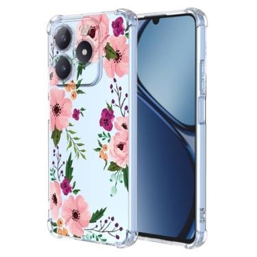 Imagem de RRXSYXL Capa para Realme C63 4G com estampa floral transparente, capa macia à prova de choque para Realme C63 4G, flor de cerejeira