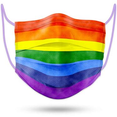 Imagem de 60 peças de máscaras protetoras descartáveis para adultos unissex arco-íris cores embaladas individualmente com elástico, 3 camadas de filtragem segura leve e macia para a pele, respirável e confortável