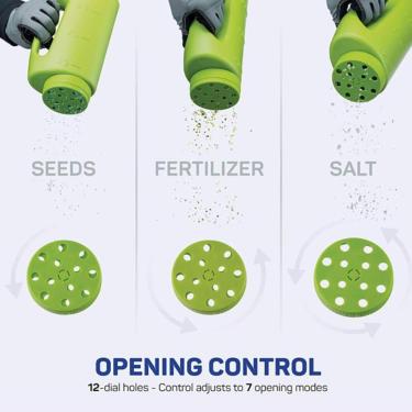 Imagem de KIMISS Espalhador de Manutenção à Mão para Fertilizantes, Sal de Gelo e Cuidados Com o Gramado - Dispensador de Tamanho de Orifício Ajustável para Facilitar o Uso Em Jardins, Passarelas e Muito Mais