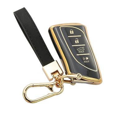 Imagem de keycov Capa Para Chaveiro Compatível Com Es350 Rx350H Lc500H Ls500H 2018-2023, Ux200 Ux250H Es250 Es300H 2020-2023, Gx460 Nx350 Nx450, Acessórios Blcak