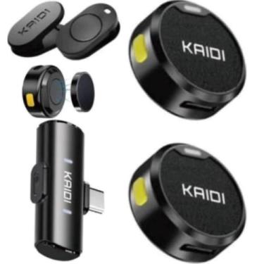 Imagem de Microfone de lapela duplo redondo magnético Kaidi Lightning E Tipo-C d