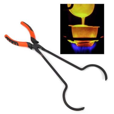 Imagem de Pinça de cadinho, ferramenta de fundição de refinamento de metal dourado e prata, pinça de cadinho de aço, braçadeira de fornalha de derretimento de ouro, pegador de cadinho para fundição de joias de metais preciosos