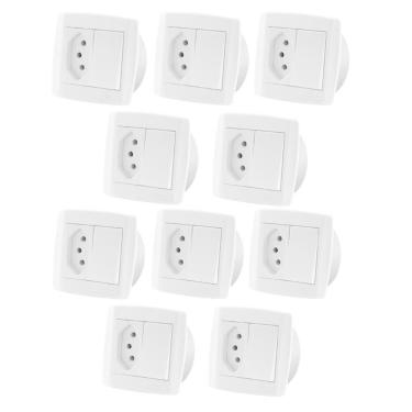 Imagem de 10 Pc Interruptor Simples Tomada 10A Dupla Para Móveis Ilumi