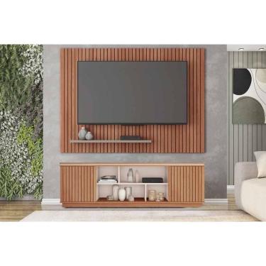 Imagem de Rack Bancada c/ Painel p/ TV Até 70 Pol Simetria/Aegon Freijo/Off White - Caemmun