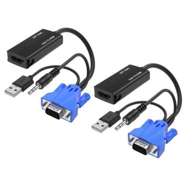 Imagem de Adaptador VGA para HDMI MT-VIKI 1080P com áudio+alimentação USB (pacot