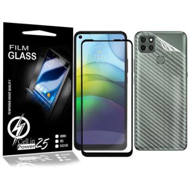 Imagem de Película Carbono + Pelicula Vidro 3D Moto G9 Power XT2097 6.78 - Cell 