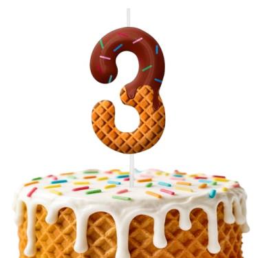 Imagem de Velas de aniversário de sorvete, decoração de topo de bolo de 6 cm, decorações de aniversário de velas número 3, decorações de bolo de festa de aniversário, suprimentos de festa