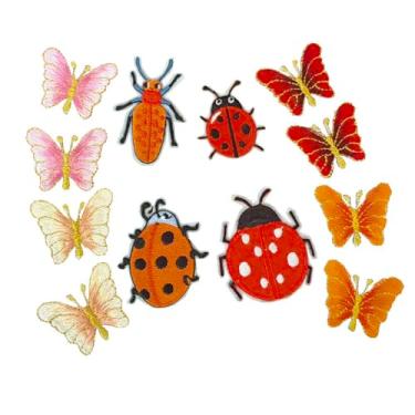 Imagem de Escorpião, morcego, aranha, joaninha, besouro, remendos de insetos, adesivos de tecido bordado/padrões decorativos DIY para capas de celular, várias decorações para a vida diária (vermelho)