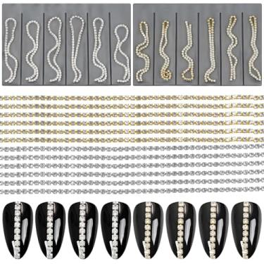 Imagem de Lifextol Amuletos de unhas douradas, pedras preciosas, unhas de strass, caixa de lixo para acrílico prensa em unhas, design de arte, 3D Y2K berloque de joias com pontas de unhas falsas conjunto de