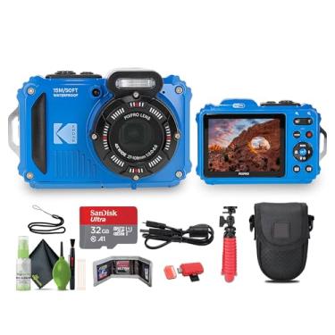 Imagem de KODAK PIXPRO WPZ2 Câmera digital de vlogging WiFi resistente à prova de choque à prova de poeira 16 MP (azul) pacote com cartão de memória de 32 GB + tripé vlogger + bolsa + kit de limpeza + mais