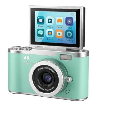 Imagem de Câmera Digital 4K HD Portátil com Tela Giratória Flip 3.0", Zoom 8X, Gravação de Vídeo e Foto, Webcam e Bateria Recarregável – Vlog e Estudo (Verde)