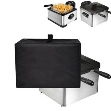 Imagem de Capa protetora contra poeira para fritadeira Elite, resistente à prova d'água compatível com Elite Gourmet EDF-401T 4,5 QT Fritadeira/Hamilton Beach Electric/Chefman Fritadeira de 4,5 litros (preto)