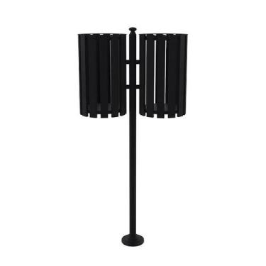 Imagem de Lixeira de Rua Pátios Parques Dupla Tubular Preta 151cm - Utildecor Mo