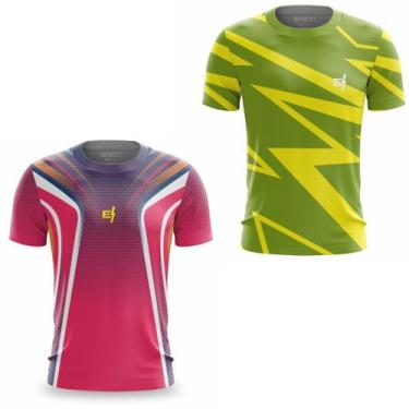 Imagem de Kit 2 Camisa Masculina Academia Pro Fit Estampada Musculação Corrida F