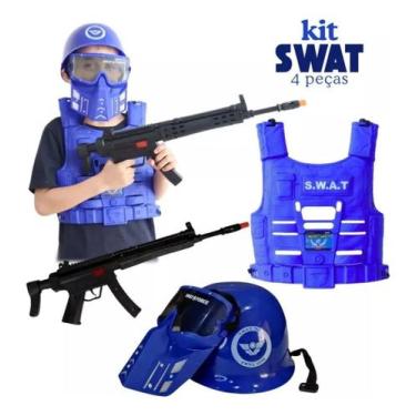 Imagem de Brinquedo Kit Policial Colete Com Rifle E Acessórios - Azul - Ddg Toys