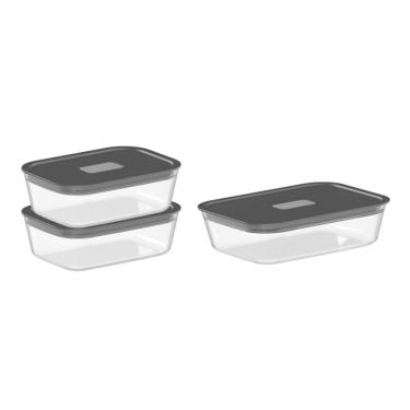 Imagem de Conjunto de Potes de Vidro Herméticos 3 Peças Fresh Lock Preto Ou