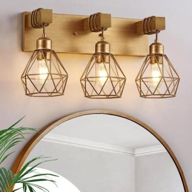 Imagem de Luminária de banheiro VBitMn 3-Light Gold Rustic Brass