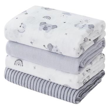Imagem de Cobertor Swaddle Blanket Softan, pacote com 4, 120x120 cm, elefante ci