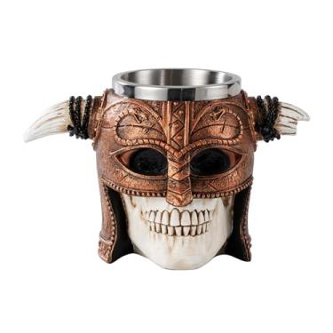 Imagem de Caneca de caveira bandana pirata caribenha canecas de café com alça, aço inoxidável e resina caneca de café caneca de cerveja copo vida de pirata bêbado para mim bucaneer acessório de jantar de