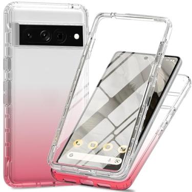 Imagem de Capa transparente de proteção total de 360° com protetor de tela integrado para Google Pixel 8 Pro, capa fina de TPU e PC, bordas elevadas, aderência antiderrapante, design de camada dupla à prova de