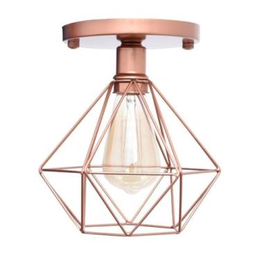 Imagem de Lustre De Teto Industrial Plafon Retrô Aramado Diamante(Cobre)