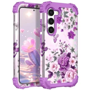 Imagem de TEECOVER Capa para Samsung Galaxy S23, resistente à prova de choque, proteção total de plástico rígido + capa protetora de borracha de silicone macio para Galaxy S23 de 6,1 polegadas, violeta